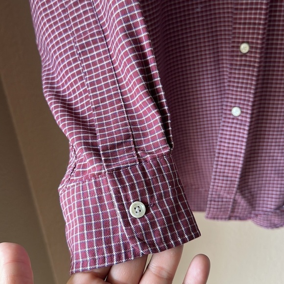 L.L. BEAN Mens Maroon Plaid Long Sleeve Button Down Shirt - Picture 5 of 6